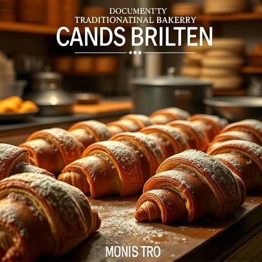 Affiche du documentaire 'L'Art de la Boulangerie', montrant un boulanger préparant des croissants dans une boulangerie traditionnelle.